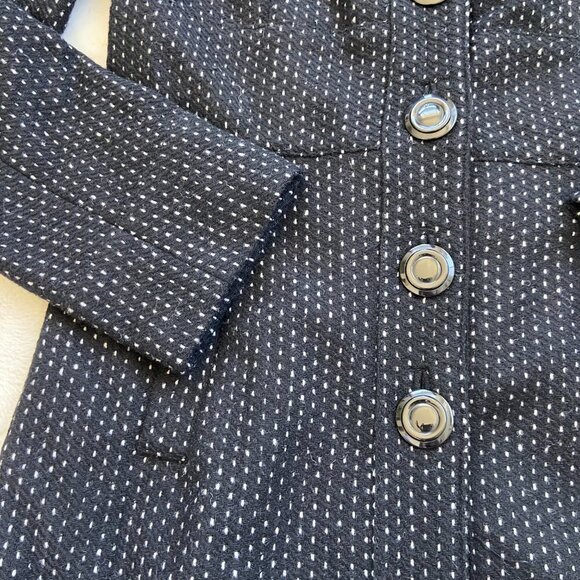 Anthropologie| Idra Black Dot Wool Blend Coat | Sz 8 Ruffle - Picture 3 of 10